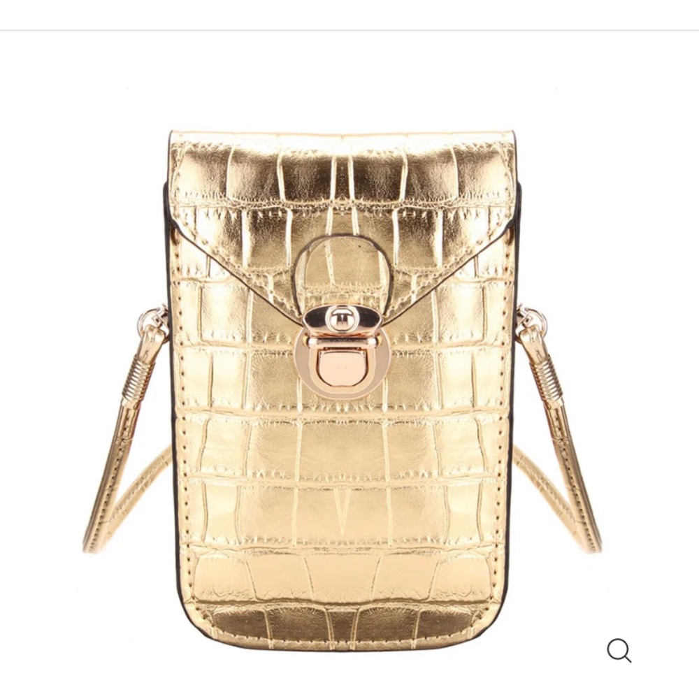 Gusaino Francesca Phone Purse gold reptile crocodile texture phone wallet bag